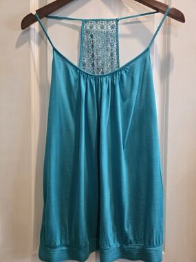 Express NWT  Teal Lace Back Scoop Neck Tank